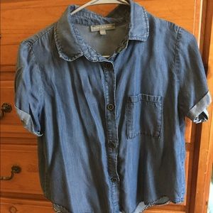 Denim colored polo shirt. Small/medium fit
